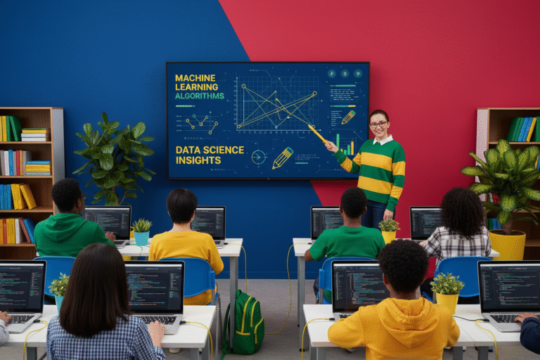 a teacher showing to students about Data Science Training Bangalore