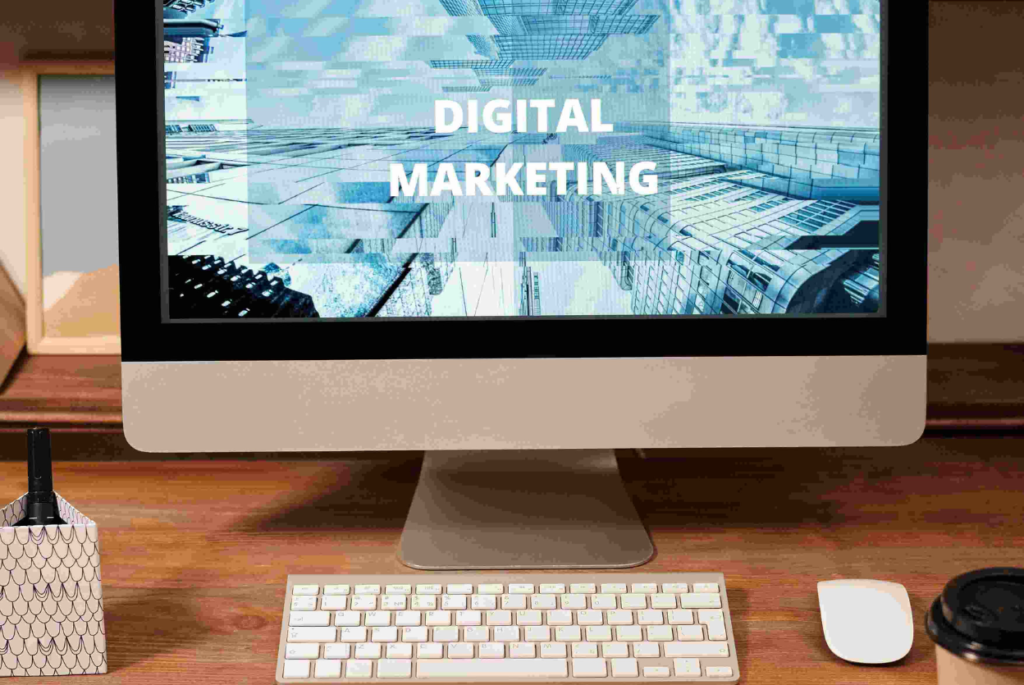 a desktop showing digital marketing course