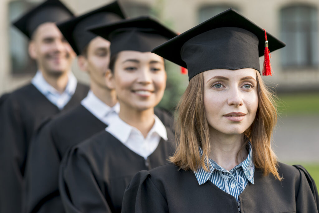 Graduation ceremony showing undergraduate students wearing caps and gowns